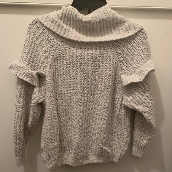 Express Grey Ruffle Sweater - Picture 2 of 2